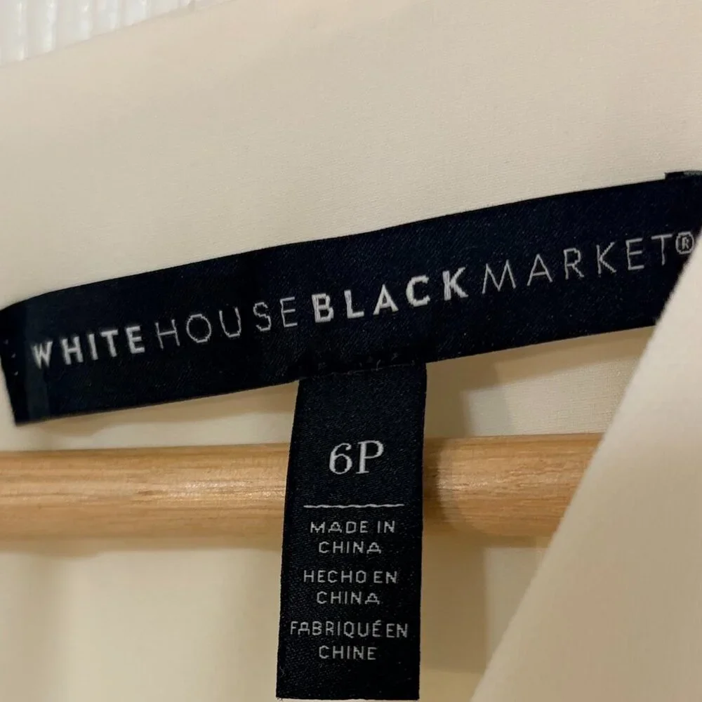 White House Black Market Flowy Wide Leg Overlay Ivory Jumpsuit 6P - Picture 5 of 12